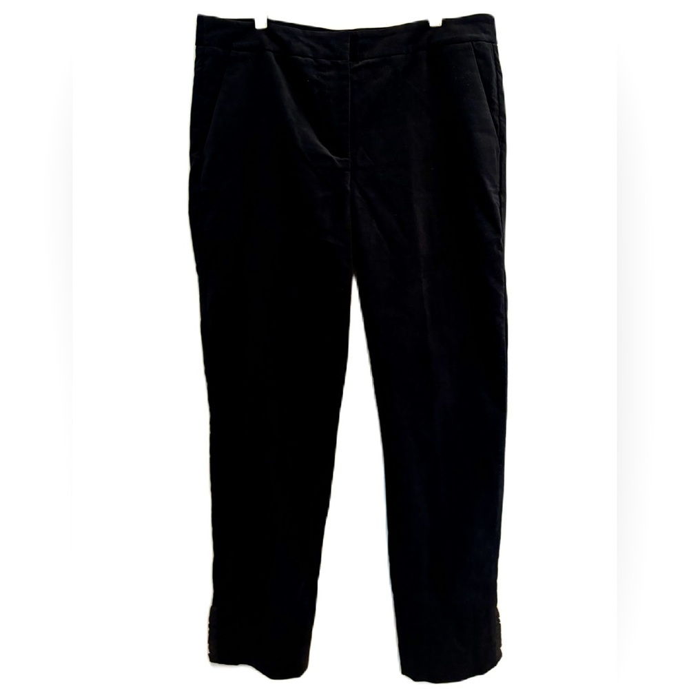 Talbots RSVP Black Velvet Straight Leg Ankle Detail Pants Size 8